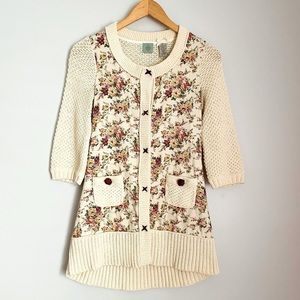 Anthropologie HWR Cape Jasmine Floral Sweater